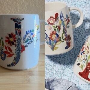 “J” Anthropologie Starla “J” Floral Alphabet Mug